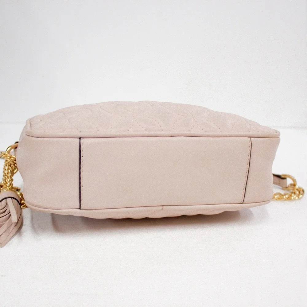 Michael Kors Quilted Floral Light Rose Gold Leather Camera Crossbody
